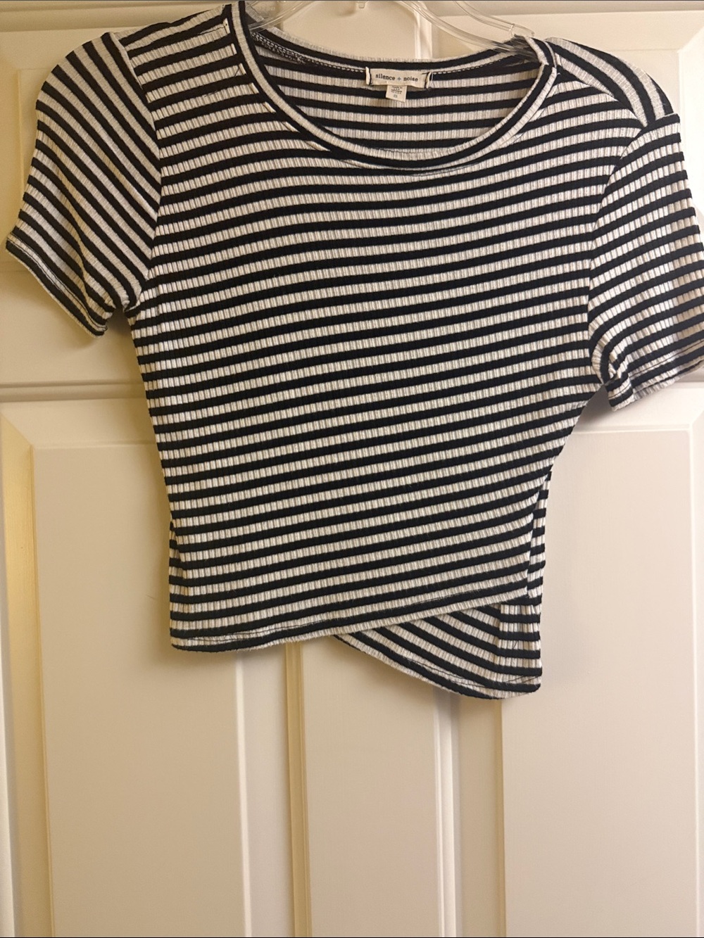 silence + noise Black & White Ribbed Stripe Crop Top
